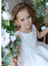 White Lace Satin Layered Flower Girl Dress First Birthday Dress